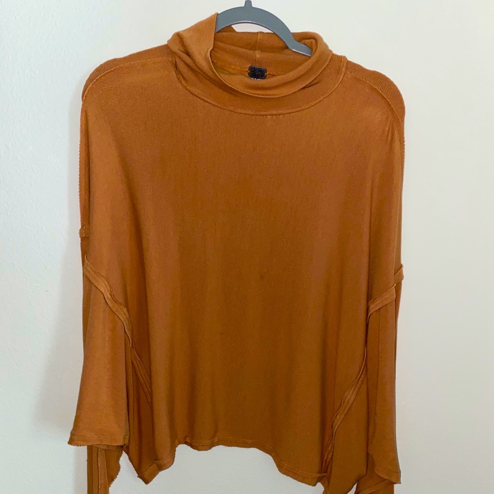 Free People Oversized Apricot Orange Turtleneck